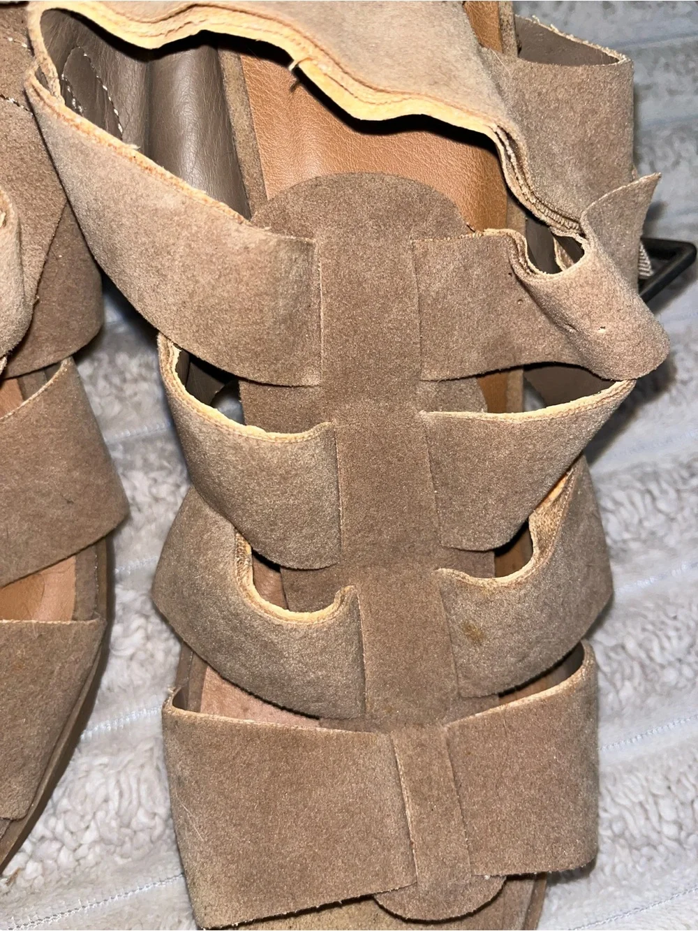 Universal Thread Tan Suede Strappy Wedge heels with Buckle